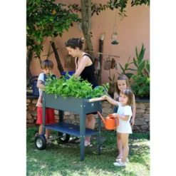Potager urbain à roulettes anthracite 75x35x80cm