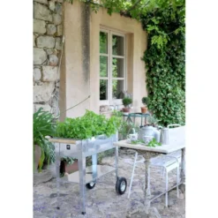 Potager urbain à roulettes 52 Litres Acier Galvanisé 75x135x80 cm