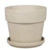 Pot avec soucoupe coloris beige Calima - Ø 28 cm