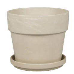 Pot avec soucoupe coloris beige Calima - Ø 28 cm