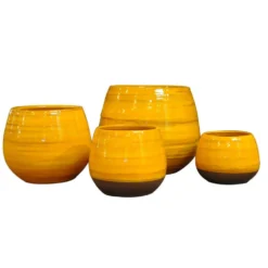 Pot Cancale Ibiza Sunshine en terre cuite émaillée H 27 x Ø 25 cm