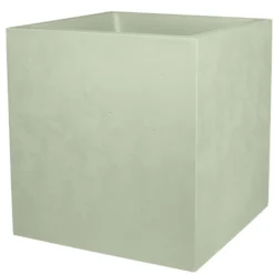 Pot carré en plastique coloris vert amande Poetic Basalt - 49,5 x 49,5 x 49,5 cm