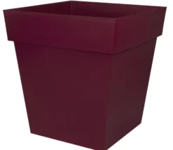 Pot carré en plastique rouge Bourgogne Eda Toscane 87 L - 49,5 x 49,5 x 52,5 cm