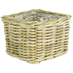 Pot carré en vannerie Buku carré naturel grand modèle - 37 x 37 x 30 cm