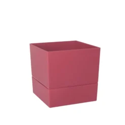 Pot carré à réserve d’eau en polypropylène rose Terra Eda Aquaduo - 14,3 x 14,3 cm