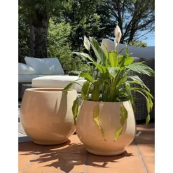 Pot coloris beige en terre émaillée Bahia - Ø 43 cm