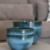 Pot coloris bleu en terre émaillée Austral - Ø 13 cm