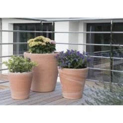 Pot Cuvier contemporain en terre claire H 62 x Ø 63 cm