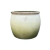 Pot cylindrique en métal recyclé coloris vert et beige Upcycle Bella - Ø 30 x H 23,5 cm