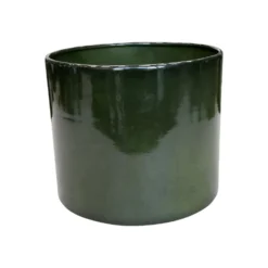 Pot cylindrique en métal recyclé coloris vert algue vif Upcycle Cylindre XXL - Ø 36 x H 32 cm