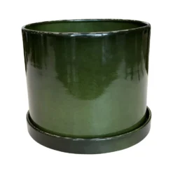Pot cylindrique en métal recyclé coloris vert algue vif Upcycle Cylindre XXL - Ø 43 x H 37 cm