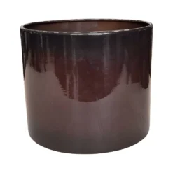 Pot cylindrique en métal recyclé coloris brun flambé Upcycle Cylindre XXL - Ø 43 x H 37 cm