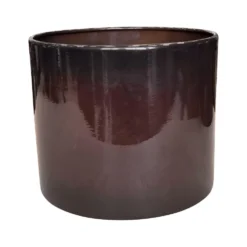 Pot cylindrique en métal recyclé coloris brun flambé Upcycle Cylindre XXL - Ø 43 x H 37 cm