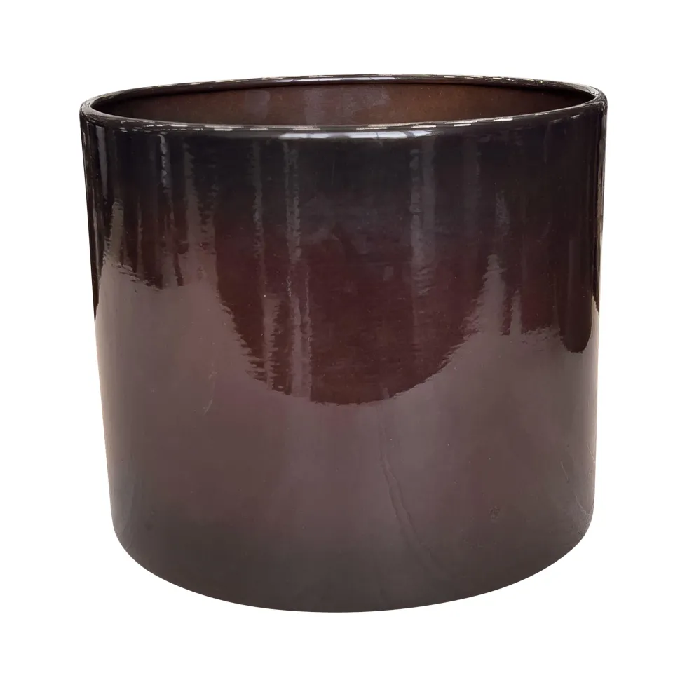 Pot cylindrique en métal recyclé coloris brun flambé Upcycle Cylindre XXL - Ø 43 x H 37 cm