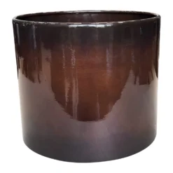 Pot cylindrique en métal recyclé coloris brun flambé Upcycle Cylindre XXL - Ø 50 x H 42 cm