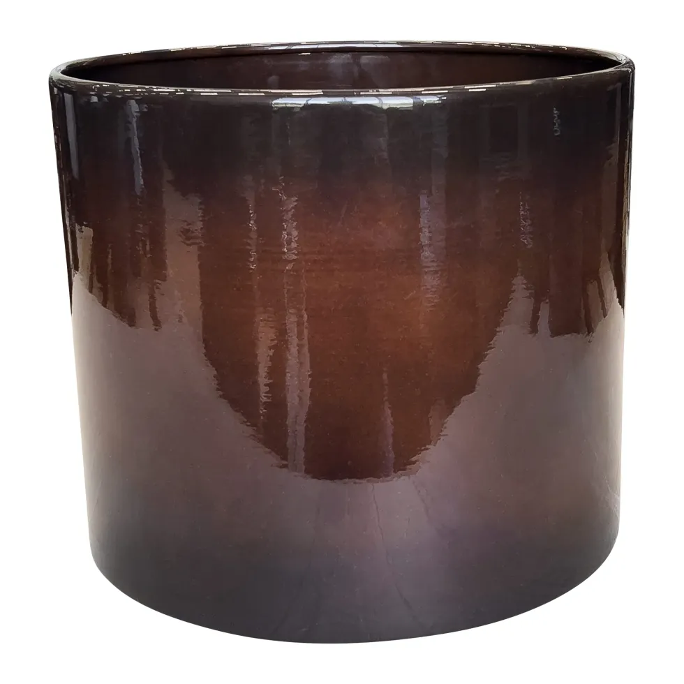 Pot cylindrique en métal recyclé coloris brun flambé Upcycle Cylindre XXL - Ø 50 x H 42 cm