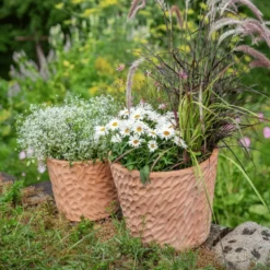 Pot cylindrique en terre cuite coloris beige Poterie du Bousquet Artisan - Ø 28 x H 23 cm