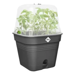 Pot de culture carré coloris living noir Elho Green Basics Allin1 - Ø 15 cm