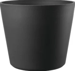 Pot en plastique injecté coloris gris Deroma Origin Vaso anthracite à roulettes - Ø 78 x H 64 cm