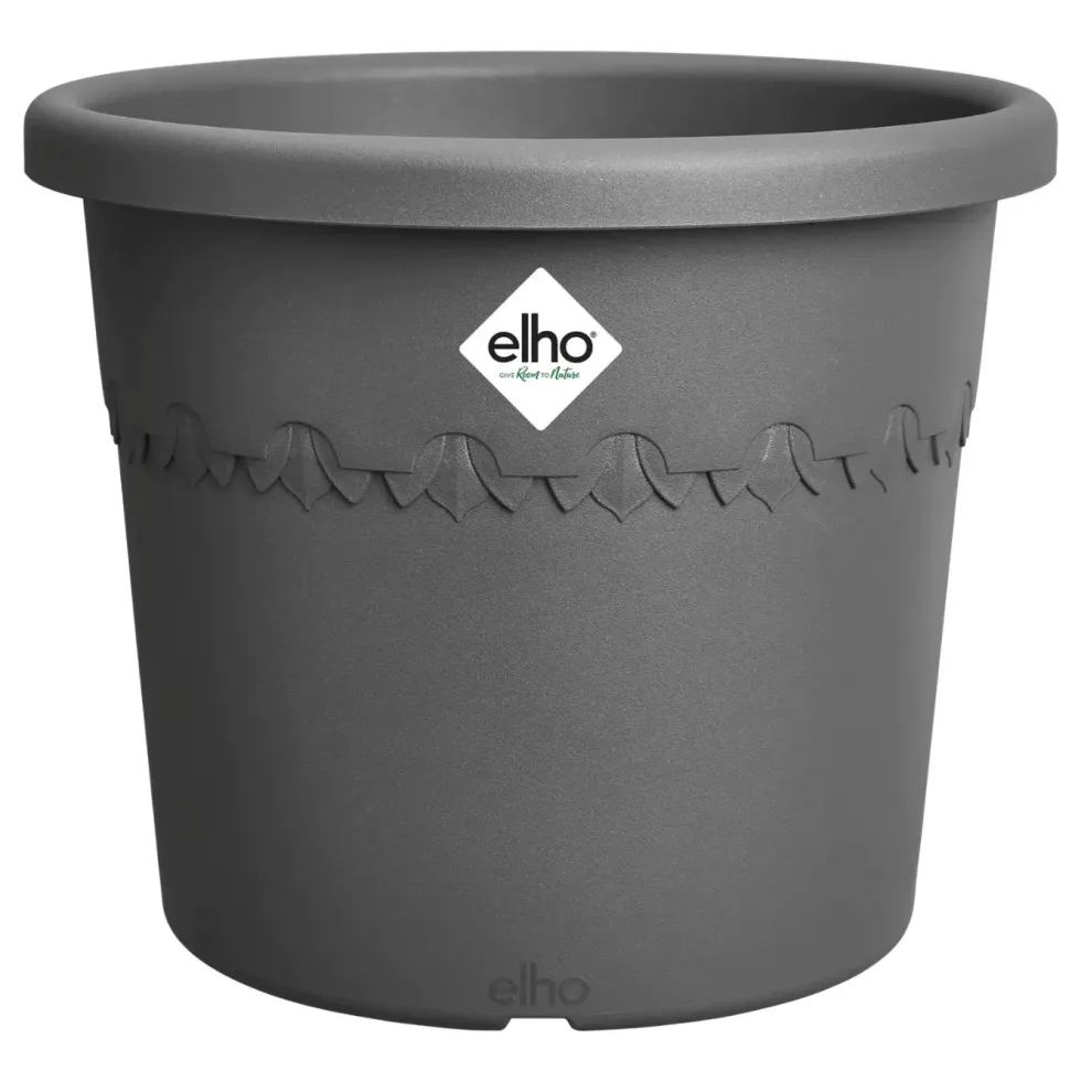 Pot en plastique recyclé gris anthracite Elho Algarve Cilindro - Ø 34,5 x H 29 cm
