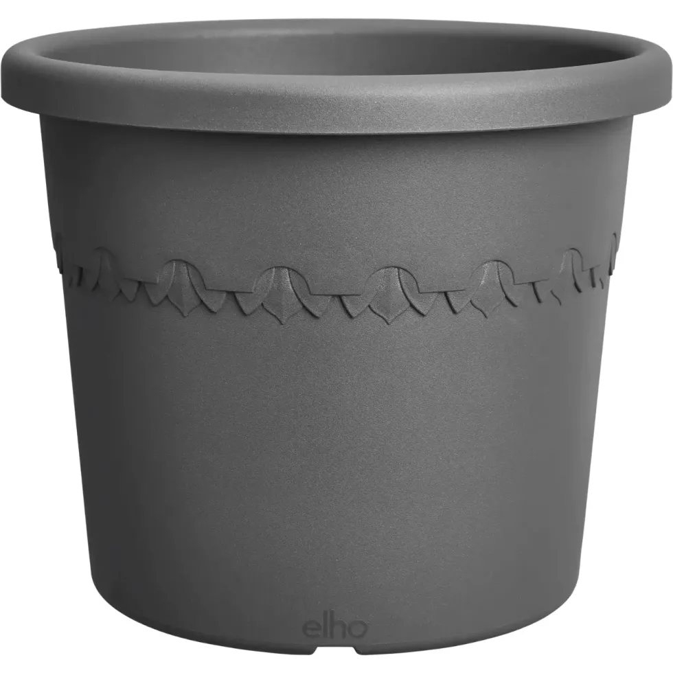 Pot en plastique recyclé gris anthracite Elho Algarve Cilindro - Ø 34,5 x H 29 cm