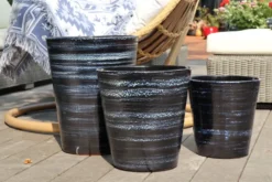 Pot en terre cuite émaillée bleu Nuit étoilée Les Poteries d’Albi Sydney - Ø 25 x H 29 cm