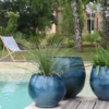 Pot en terre cuite émaillée coloris bleu Les Poteries d'Albi Bahia - Ø 25 x H 31 cm