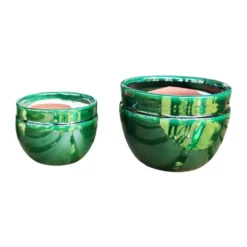 Pot en terre cuite émaillée coloris vert Les Poteries d'Albi Austral - Ø 20 x H 16 cm