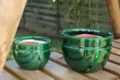 Pot en terre cuite émaillée coloris vert Les Poteries d'Albi Austral - Ø 20 x H 16 cm