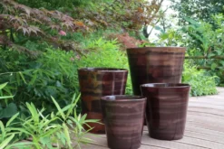 Pot en terre cuite émaillée marron Châtaigne Les Poteries d’Albi Sydney - Ø 33 x H 35 cm