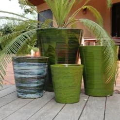 Pot en terre cuite émaillée vert Forêt Les Poteries d’Albi Sydney - Ø 45 x H 61 cm