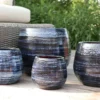 Pot en terre émaillée bleu Nuit étoilée Les Poteries d'Albi Cancale - Ø 21 x H 21 cm
