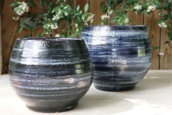 Pot en terre émaillée bleu Nuit étoilée Les Poteries d'Albi Bahia - Ø 43 x H 46 cm