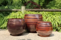 Pot en terre émaillée marron Châtaigne Les Poteries d'Albi Bahia - Ø 25 x H 31 cm