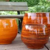 Pot en terre émaillée orange Savane Les Poteries d'Albi Bahia - Ø 35 x H 38 cm
