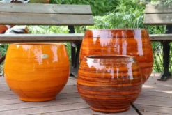 Pot en terre émaillée orange Savane Les Poteries d'Albi Bahia - Ø 25 x H 31 cm