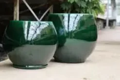 Pot en terre émaillée vert Jade Les Poteries d’Albi Bahia - Ø 25 x H 31 cm