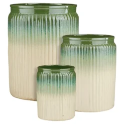 Pot haut Lugano coloris vert en céramique - 70 x Ø 54 cm