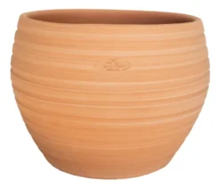 Pot rond alma strié coloris beige en terre cuite - Ø 36 x 29 cm