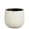 Pot rond cannelé coloris beige en céramique Pablo Mica Decorations - 16 x Ø 18 cm
