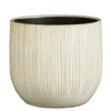 Pot rond cannelé coloris beige en céramique Pablo Mica Decorations - 25 x Ø 29 cm