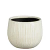 Pot rond cannelé coloris beige en céramique Pablo Mica Decorations - 14 x Ø 16 cm