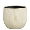 Pot rond cannelé coloris beige en céramique Pablo Mica Decorations - 22 x Ø 24 cm