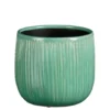 Pot rond cannelé coloris bleu en céramique Pablo Mica Decorations - 19 x Ø 21 cm