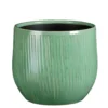 Pot rond cannelé coloris bleu en céramique Pablo Mica Decorations - 22 x Ø 24 cm