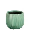 Pot rond cannelé coloris bleu en céramique Pablo Mica Decorations - 12 x Ø 14 cm