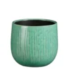 Pot rond cannelé coloris bleu en céramique Pablo Mica Decorations - 16 x Ø 18 cm