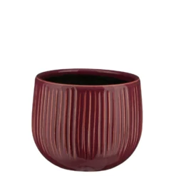 Pot rond cannelé coloris violet Pablo - 14 x Ø 16 cm