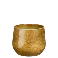 Pot rond coloris jaune en terre cuite Hugo Mica Decorations - 13,5 x Ø 16 cm