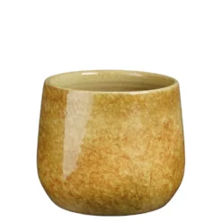 Pot rond coloris jaune en terre cuite Hugo Mica Decorations - 17 x Ø 19 cm